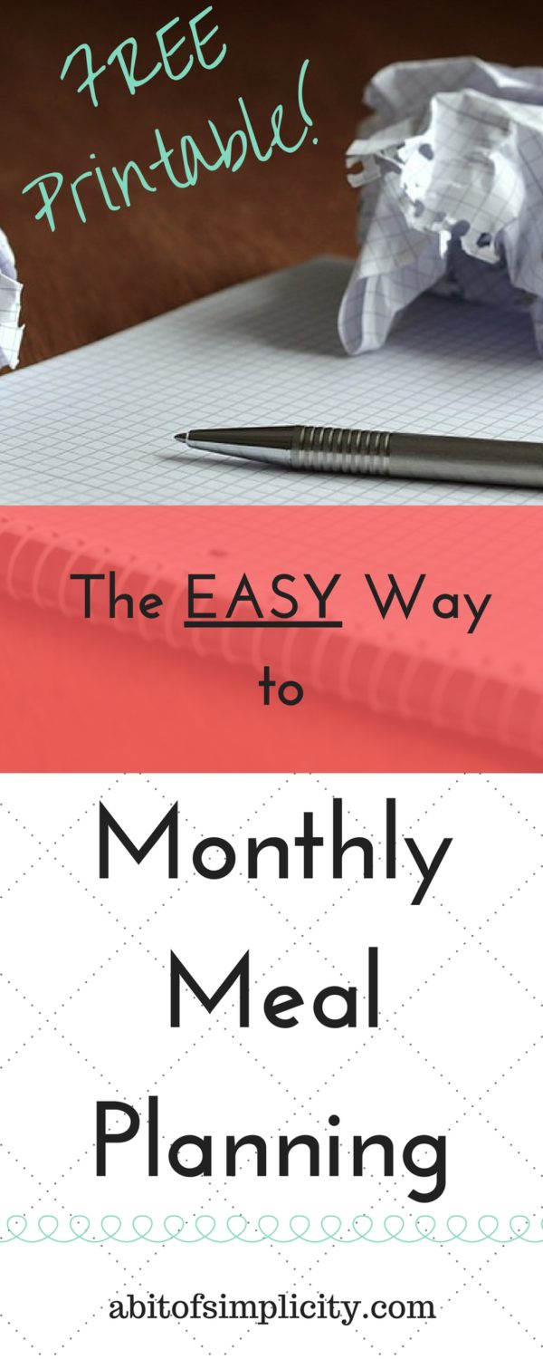 How to do a Monthly Meal Plan - The Easy Way - A Bit of Simplicity